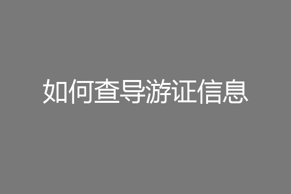 如何查导游证信息