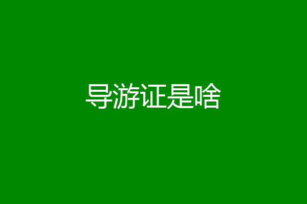 导游证是啥