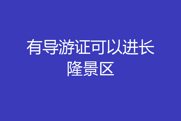 有导游证可以进长隆景区