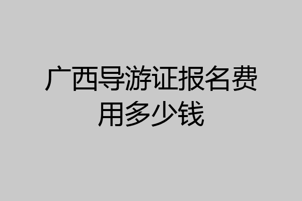 广西导游证报名费用多少钱