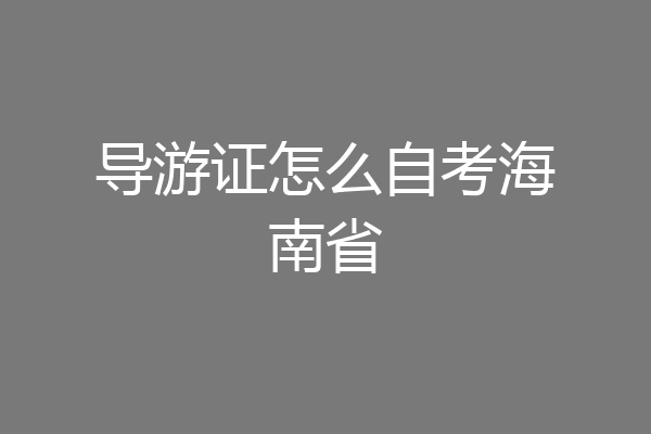 导游证怎么自考海南省