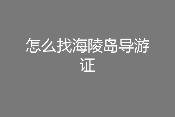 怎么找海陵岛导游证