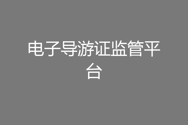 电子导游证监管平台
