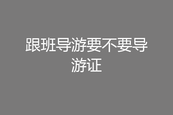 跟班导游要不要导游证