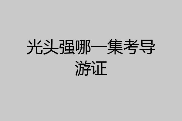 光头强哪一集考导游证