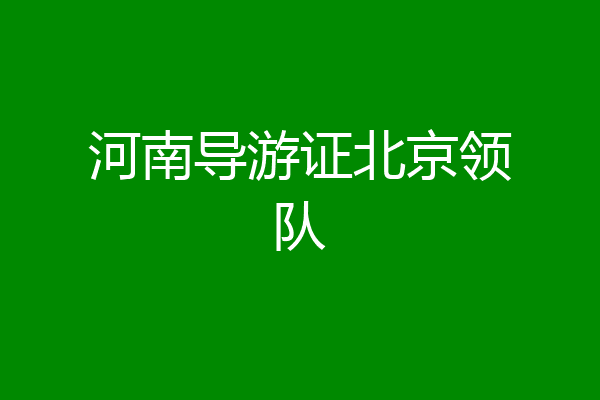 河南导游证北京领队
