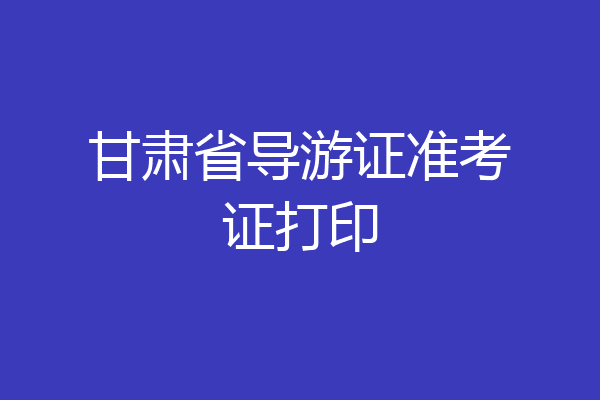 甘肃省导游证准考证打印