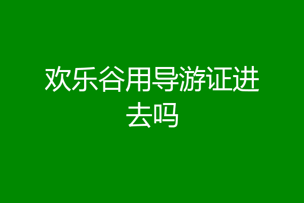 欢乐谷用导游证进去吗