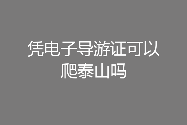 凭电子导游证可以爬泰山吗