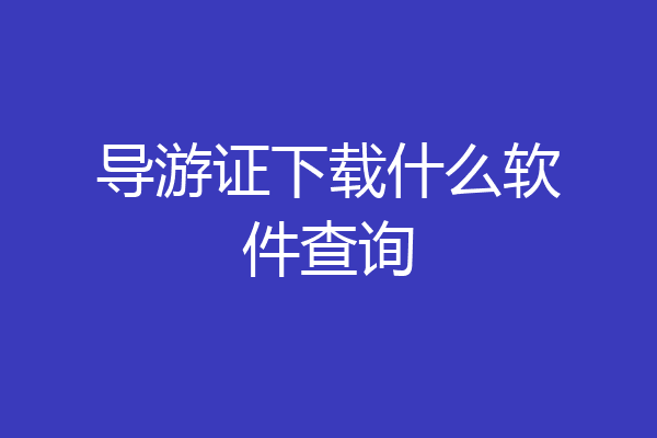 导游证下载什么软件查询