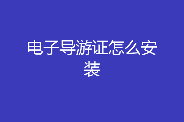 电子导游证怎么安装