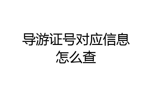 导游证号对应信息怎么查