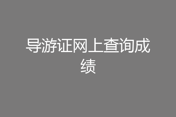 导游证网上查询成绩