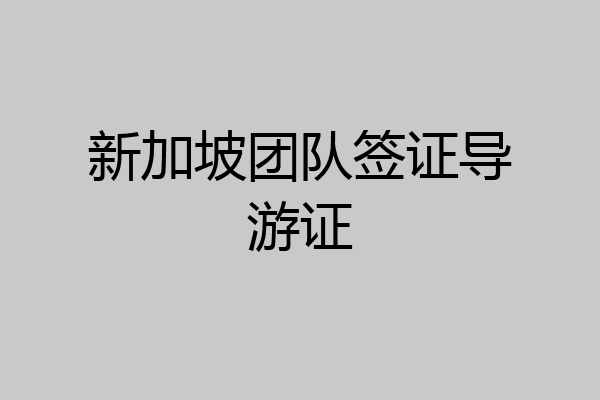 新加坡团队签证导游证