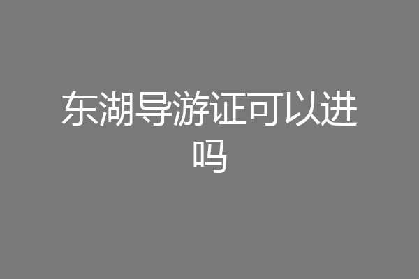 东湖导游证可以进吗