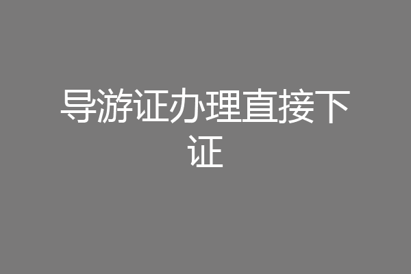 导游证办理直接下证