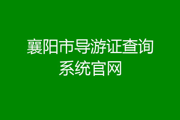 襄阳市导游证查询系统官网