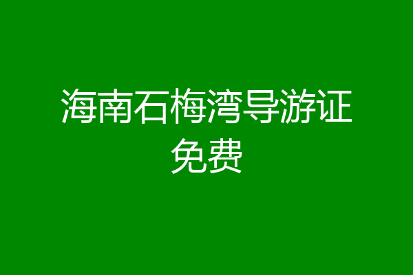 海南石梅湾导游证免费