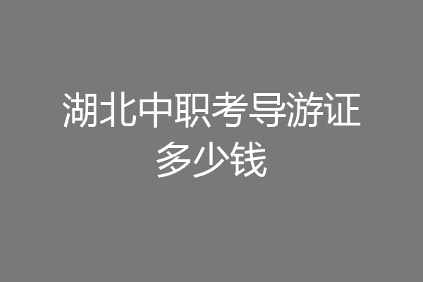湖北中职考导游证多少钱