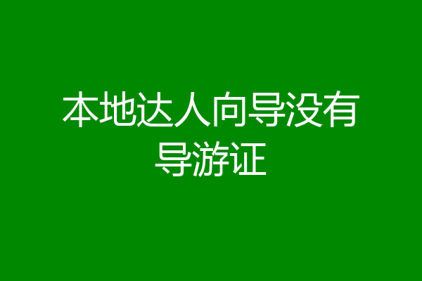 本地达人向导没有导游证