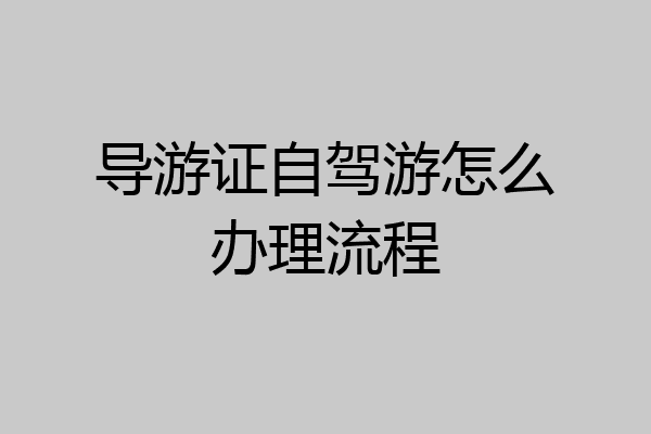 导游证自驾游怎么办理流程