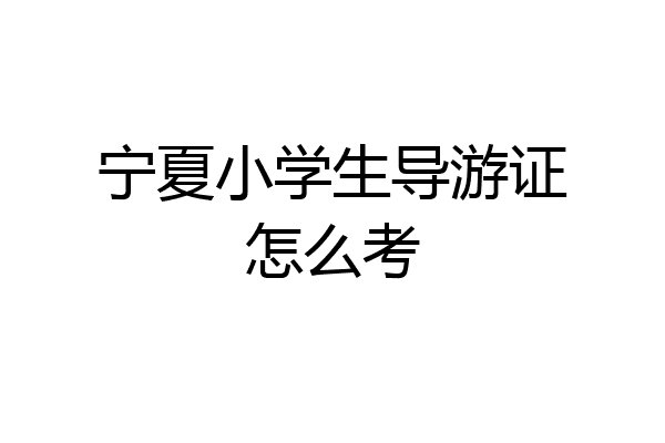 宁夏小学生导游证怎么考