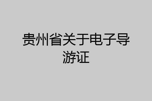 贵州省关于电子导游证