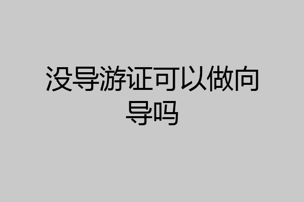 没导游证可以做向导吗