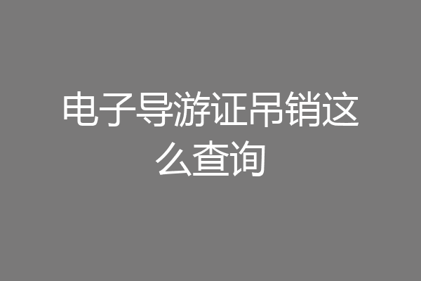 电子导游证吊销这么查询