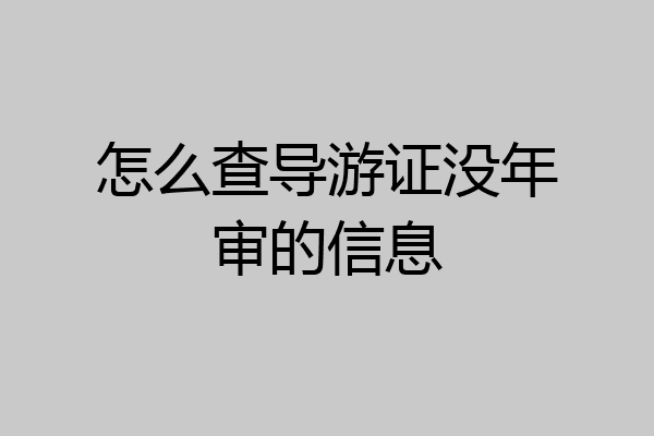 怎么查导游证没年审的信息