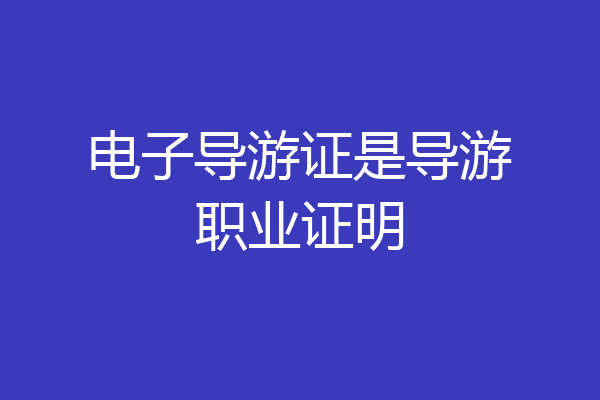 电子导游证是导游职业证明