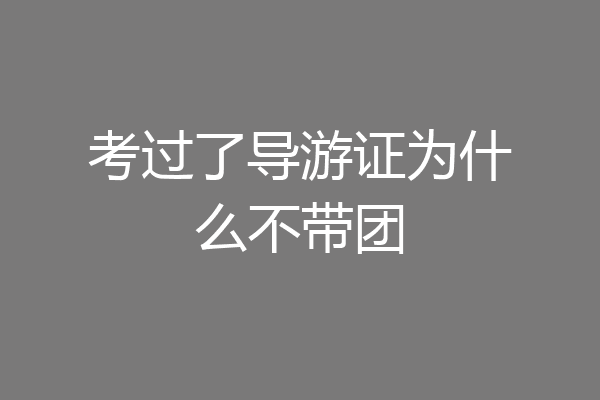 考过了导游证为什么不带团