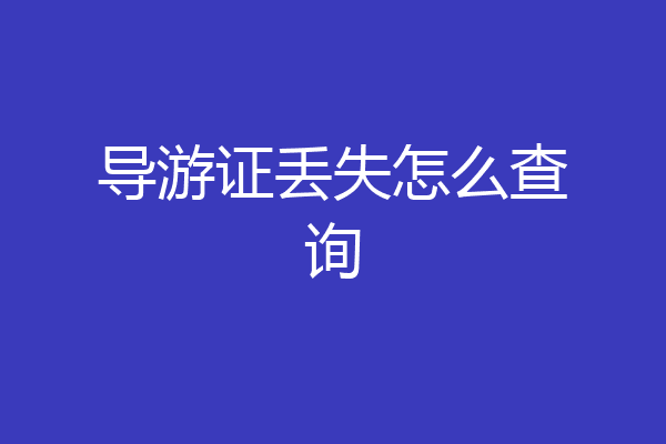 导游证丢失怎么查询