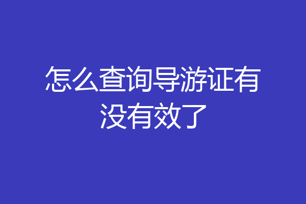 怎么查询导游证有没有效了