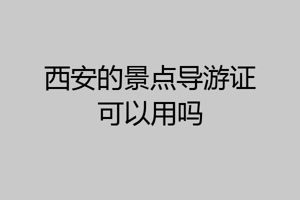 西安的景点导游证可以用吗