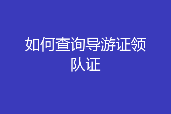 如何查询导游证领队证