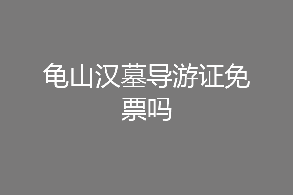 龟山汉墓导游证免票吗