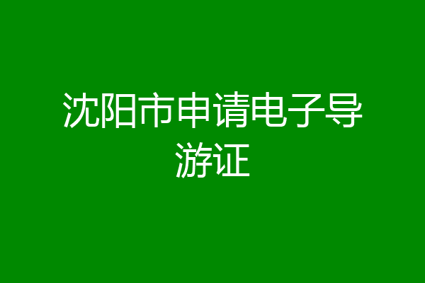 沈阳市申请电子导游证