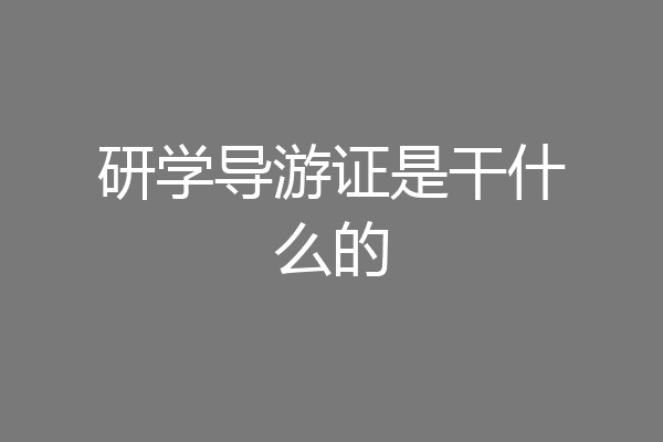 研学导游证是干什么的