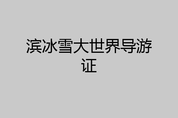 滨冰雪大世界导游证