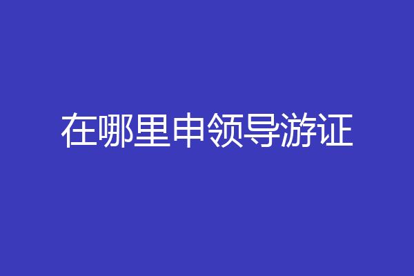 在哪里申领导游证