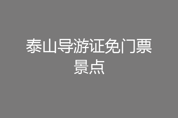 泰山导游证免门票景点