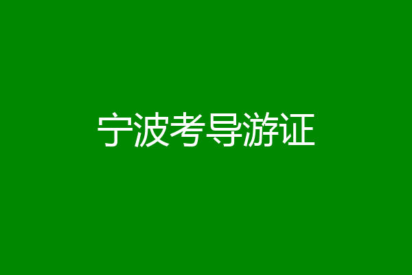 宁波考导游证