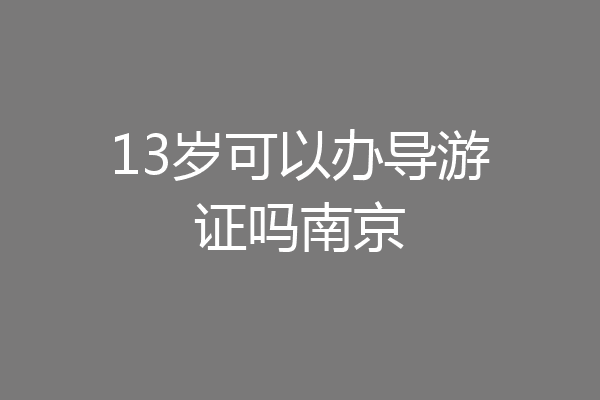 13岁可以办导游证吗南京