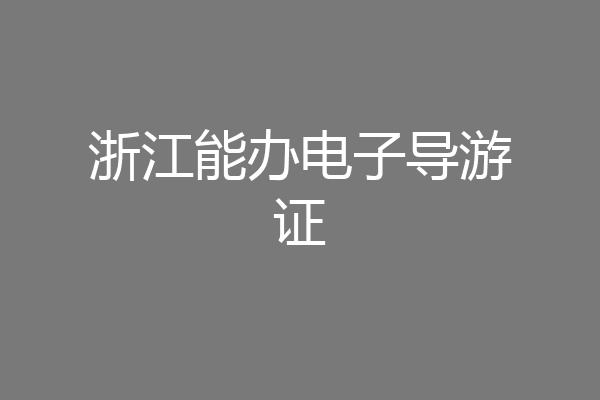 浙江能办电子导游证