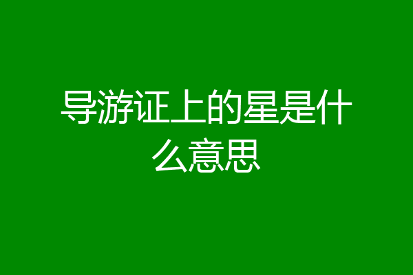 导游证上的星是什么意思