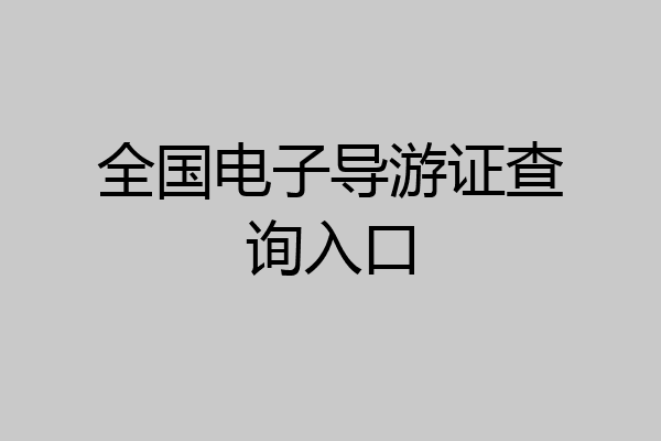 全国电子导游证查询入口
