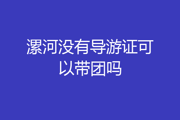 漯河没有导游证可以带团吗