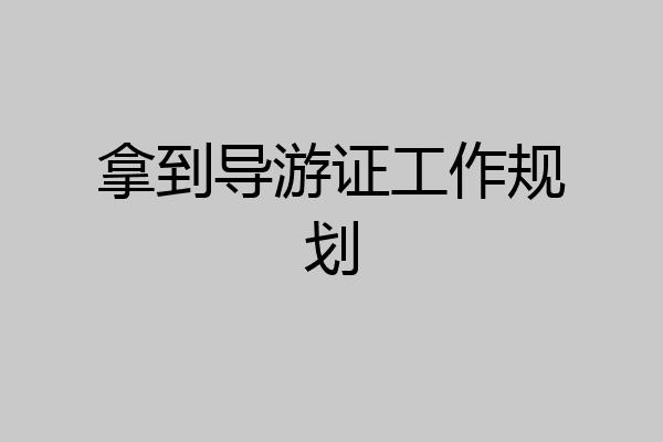 拿到导游证工作规划