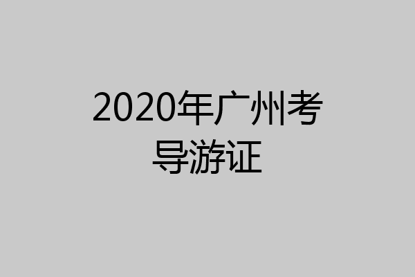 2020年广州考导游证